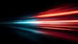 © Jojo* - Streaks of intense red and cyan light converge rapidly toward the viewer against a deep black background.