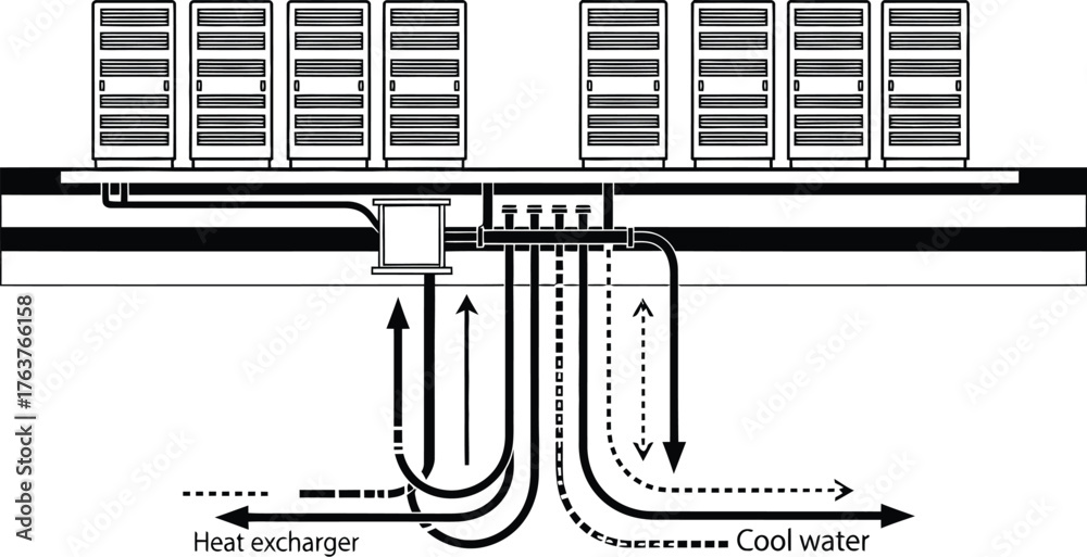 Vector art of diagram of a data center cooling system Stock Vector ...