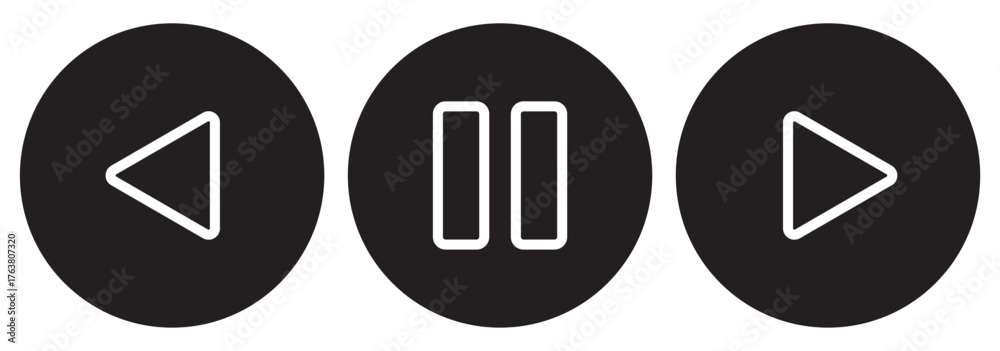 Play and pause icon vector on white background. Set of pause and play ...