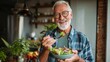 © LimeSky - Joyful elderly man enjoying a fresh salad