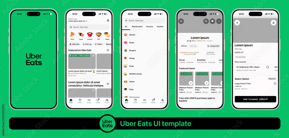Uber Eats Template UI App 2025 update with liquid glass iOS 26 design ...