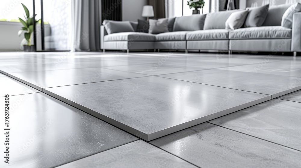 3d rendering of the concept of laying ceramic tiles on a floor for ...