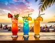 © Dalbert - Colorful cocktails on a beach bar at sunset (1)