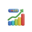 © phj.domingos - 3d cartoon sales graph with upward arrow and colorful bars isolated on transparent background