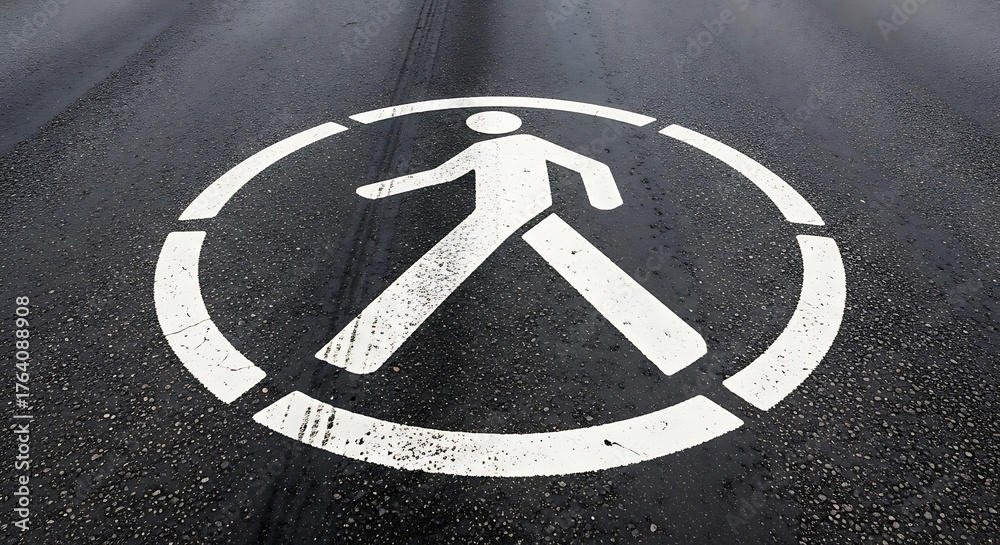 Pedestrian Crossing Symbol on Asphalt - Safety and Accessibility. Stock ...