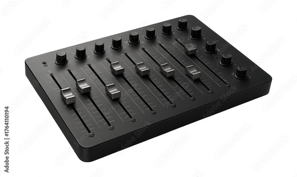 Large dispatcher panel featuring multiple sliding faders and rotary ...