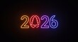 © keystoker - 2026 neon sign with Christmas tree symbol glowing on black background
