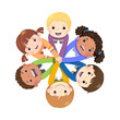© Elsa - vector illustration of children gathering and uniting in a circle