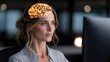© Racelleo - Woman with glowing brain concept technology intelligence