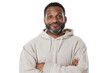 © venusvi - Confident man in casual clothing smiling warmly with arms crossed against a white background.
