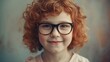 © Future Vision - Capturing female child wearing pale pink shirt in portrait studio, with tortoiseshell eyeglasses