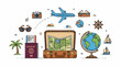 © Butterfly - Illustration showing travel themed objects including a plane suitcase and passport on a white background