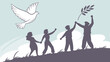 © abid - Unity and Peace: A symbolic representation of unity and peace, featuring people reaching towards a dove and olive branch. Expressing hope and harmony