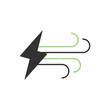 © RideStudio™ - Lightning energy and wind electric combination icon representing clean hybrid power sources. Green Energy Illustration.