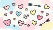 © Janna - Doodle hearts and arrows on pastel background, Valentine's Day
