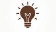 © Agung - A brown lightbulb icon on a white background, emitting rays of light. Simplicity in design