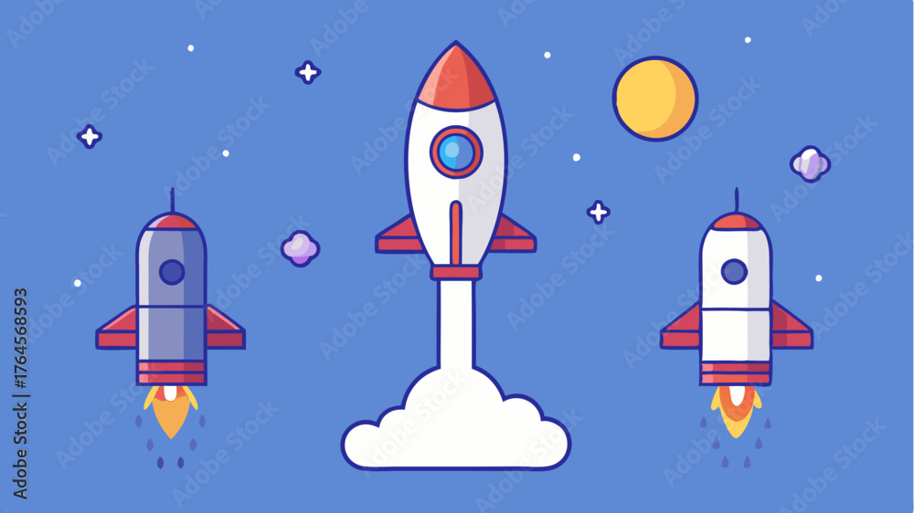 A diagram showcasing the stages of a rocket launch including liftoff ...