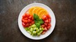 © The 2R Artificiality - Consuming a variety of vibrant fruits and veggies like oranges and tomatoes supports well-being and provides essential vitamins.
