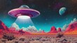 © The 2R Artificiality - Artistic pop art photo edit blending retro vibes with surreal and satirical themes, showcasing cosmic scenes and UFO imagery