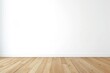 © The 2R Artificiality - Minimalist interior with blank white wall and thick wooden beams, cozy home environment, vintage style, design pattern