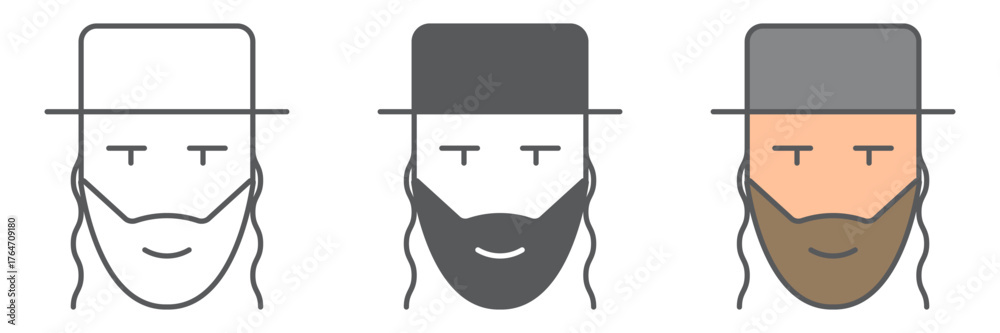 Simple Rabbi Icons Rabbi icon, israel and person, jewish man sign, vector graphics, a ...