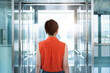 © xy - Woman is waiting for the elevator