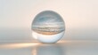 © NFTNexus - Seaside view captured inside a transparent orb with sunlight shining through