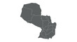 © Maureen - Paraguay map with regional borders in minimalist monochrome style