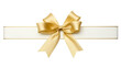 © wipawan - A  gold satin bow tied around a horizontal ribbon on transparant background,silk or satin.