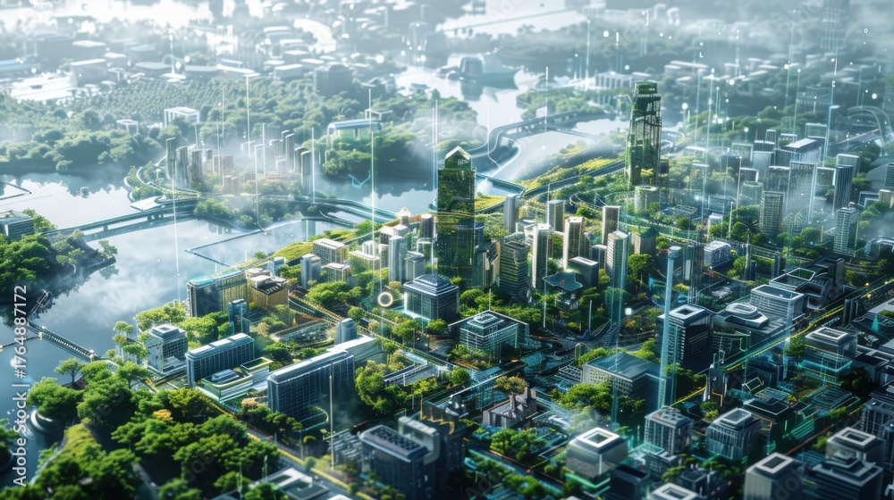 digital twin system for smart sustainable city planning Stock ...