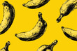 ©  Sheton - 생동감 넘치는 노란색 배경에 섬세하게 스케치된 바나나 일러스트가 반복적으로 배치되어, 신선하고 독특한 시각적 패턴을 형성하며 현대적인 디자인 요소를 제공합니다.