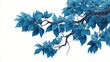 © edy - A digital rendering of stylized blue leaves & branches against a crisp white backdrop