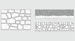 © Dazzling Arts - CAD Texture Drawings, stone wall  top and side view patterns, Stone, Gravel, and Pebble Section Pattern Outline Vector for Architectural Material Design