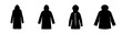 © Tufan - Collection of dark hooded raincoats silhouettes essential outerwear for wet weather protection minimalist style jacket designs