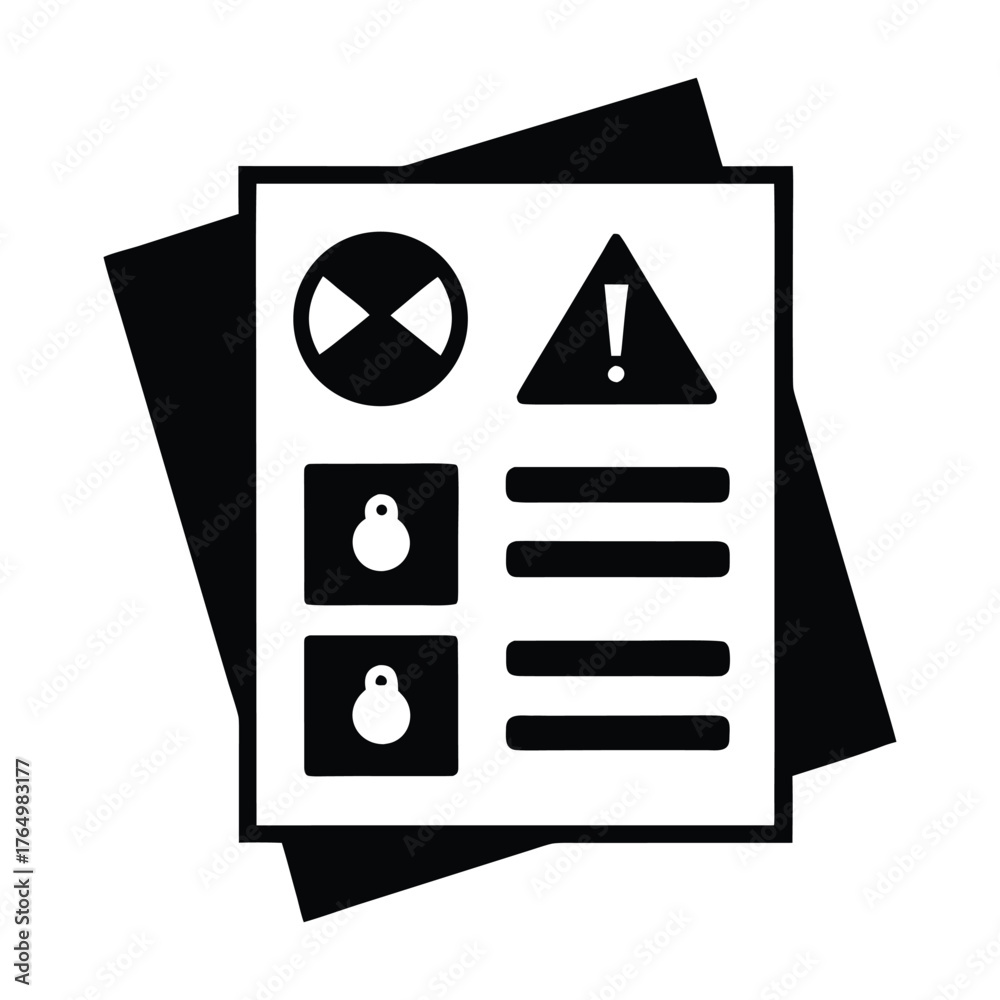 Radiation warning safety document hazard caution risk alert sign ...