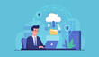 © Ash - Businessman using a laptop to download organizational data from a secure cloud storage system, illustrating concepts of data management, cybersecurity, and digital transformation in a modern business