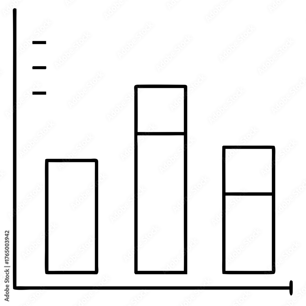 3d icon of bar chart with three bars of varying heights, showing data ...