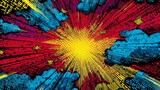 Dynamic comic book explosion with vibrant colors and energetic lines for impactful graphic design projects and bold creative presentations now