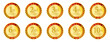 © GoodLuckDesigns - 赤と金の光沢を持つ周年記念メダルセット｜1周年から10周年までの数字入りゴールドエンブレムデザイン（ベクター素材）