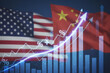 © Image Station - US-China Trade and Economic Competition Concept with Growth Chart on Flags Background