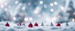 © VistaVisions - Christmas winter blurred background. Xmas tree with snow decorated with garland lights, holiday festive background. Widescreen backdrop. New year Winter art design, wide screen holiday border