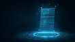 © VictorCanalesStudio - Digital data document emerging from abstract light rings represents data transfer and information flow