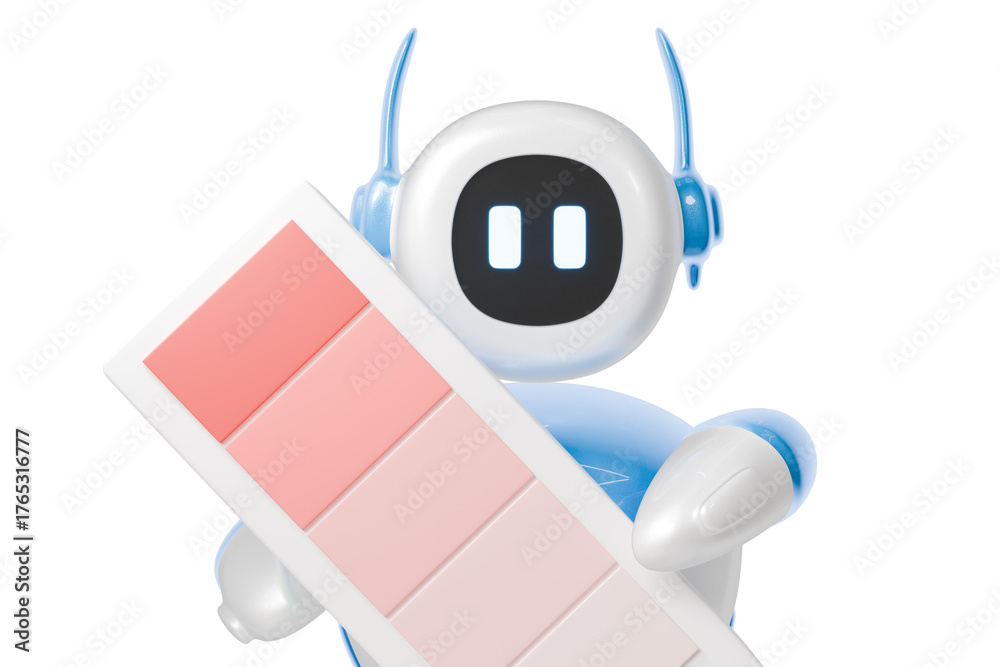 3d ai robot holding color palette icon. color selection concept ...