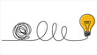 © Creative Tania - Yellow light bulb with tangled black line on white background idea thinking