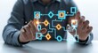 © MdMamun - Man using a digital interface to visualize a business process flow chart