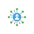 © toni - A conceptual vector icon representing a user's digital identity within a network, illustrating personal data connections and a decentralized management system