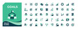 © Hashi - Goals colorful vector icon set. Contains filled symbols like target, win, achieve, strategy, achievement, business and more. Flat icons set. Strategy solid icon set. Editable vector. Pixel perfect.