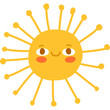 © regina - Happy Cartoon Sun Character With Friendly Face And Many Rays On White Background Illustration