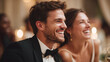 © SolaruS - Joyful couple laughing at an elegant celebration. Represents happiness, special occasions, relationships, and shared moments. Suitable for event or wedding planning.