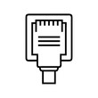 © Bay - Ethernet jack connector in a socket on a white background